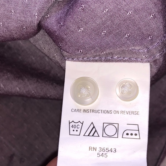 DKNY Slim Fit Mauve Polka Button Down, 17.5-32/33 - Picture 5 of 5